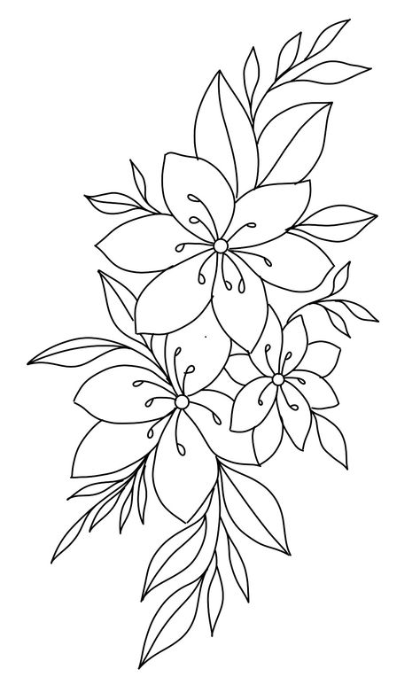 Flower Stencils Tattoo, Big Flower Drawing Simple, Flower Tracing Pattern, Simple Traditional Tattoo Outline, Nails Drawing Sketch, Floral Embroidery Patterns Templates Flower Designs, Primrose Flower Drawing, Tattoo Stencil Outline Simple, Flowers Colouring Pages