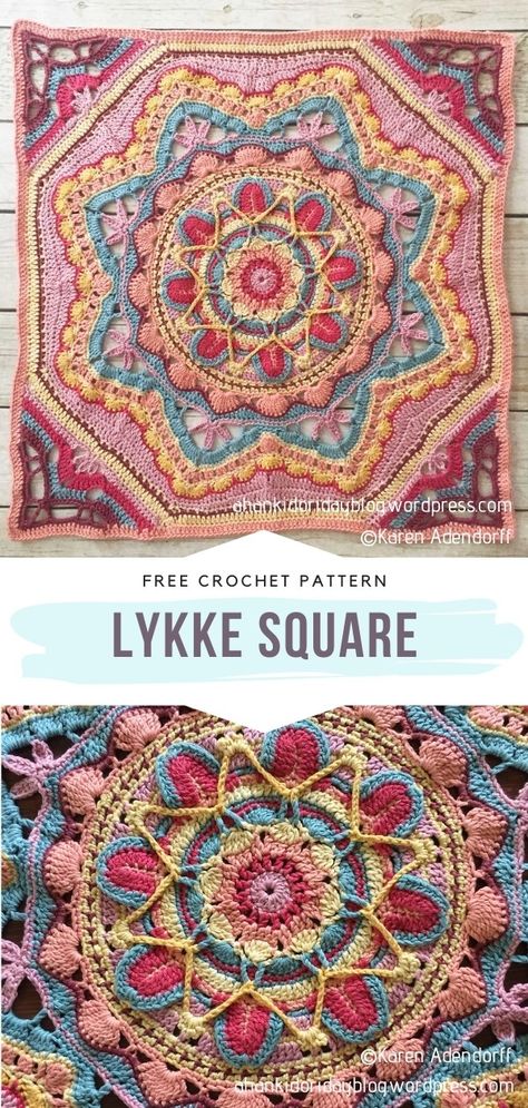 Mandala Granny Square Crochet Free Pattern, Afghan Squares Crochet Patterns Free, Crochet Mandala Square Free Pattern, Afghan Block Crochet Patterns, Mandala Crochet Square, Mandala Square, Afghan Crochet Patterns Squares, Crochet Along 2023, Cute Baby Blanket Crochet Pattern