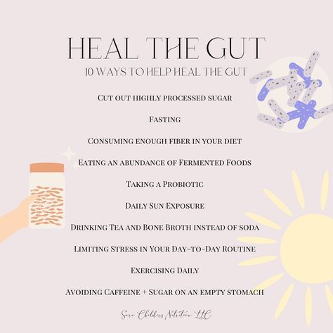 A little Thursday tip from your holistic dietitian! Here are some tips when it comes to gut health. ALL HEALTH starts in the gut, by the way. Most autoimmune disorders and chronic diseases start because of what is called “leaky gut”. This can present itself in a variety of different ways. The best way to fix leaky gut? Feed you body high quality, nourishing foods and add in lifestyle practice such as sunlight exposure, exercise, deep breathing, and other stress relieving practices. Your gut... Gut Protocol, Autoimmune Disorders, Gut Health Diet, Menstrual Health, Deep Breathing, Nourishing Foods, Leaky Gut, Autoimmune Disorder, Chronic Disease