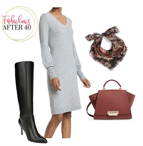 Sweater Dress With Ankle Boots Outfit, Gray Sweater Dress Outfit With Boots, Gray Sweater Dress Outfit, Wool Coat Outfits, Ways To Style A Sweater, Grey Boots Outfit, Sweater Dress With Boots, Style A Sweater Dress, Grey Dress Outfit