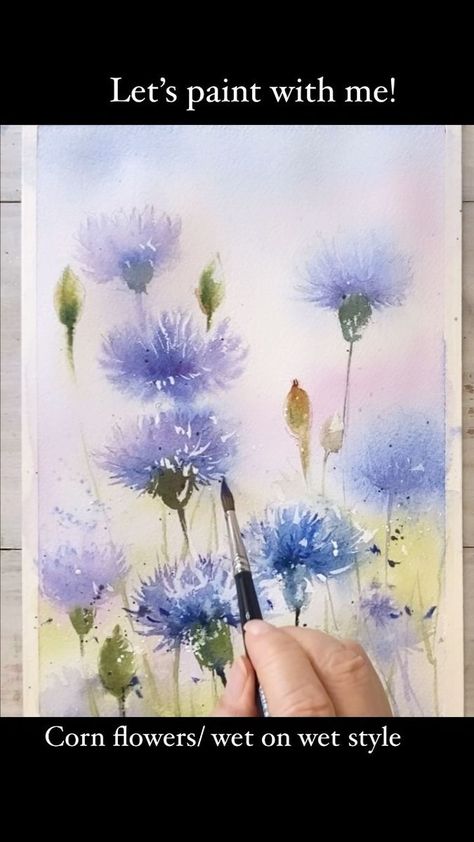 Let’s paint together using wet on wet technique!📍You can find the watercolor tutorial on my YouTube channel. . . . #watercolorpainting #watercolor #tutorials #wetonwet #havefun #youtuber #workprocess #painting #paintinghyun #화가현정숙 | Paintinghyun Watercolour Wet On Wet Painting, Wet On Wet Watercolor Flowers, Watercolor Wet On Wet Technique, Wet In Wet Watercolor Painting, Wet On Wet Watercolor, Wet On Wet Technique, Paint Together, Wet Flowers, Wet Style