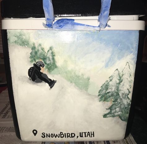 Frat Cooler Snowboarding, Formal Cooler Ideas, Formal Cooler, Fraternity Coolers, Cooler Ideas, Frat Coolers, Cooler Painting, Fraternity, Coolers