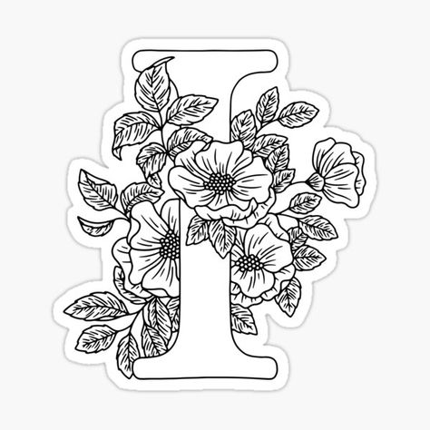 find similar designs on our shop here on Redbubble: leoshe • Millions of unique designs by independent artists. Find your thing. Botanical Monogram, Peony Drawing, Alphabet Stencils, Monogram Stickers, Embroidery Alphabet, Hand Lettering Art, Embroidery Letters, Creative Lettering, Lettering Styles