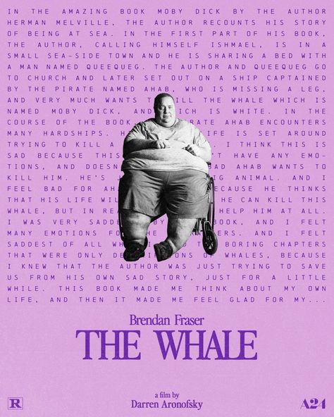 23/366 The Whale Directed by Darren Aronofsky 2022 USA * * * * * #365posterchallenge #posterchallenge #posterdesign #movieposterdesign #vintageposter #a24 #thewhale The Whale Movie Poster, The Whale Poster, A24 Party, The Whale Movie, Whale Movie, Poster Challenge, Movie Tracker, Pirate Names, Saved Pictures