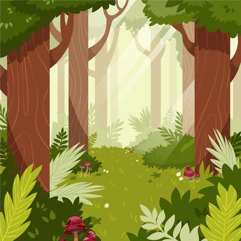 Enchanted Forest Illustration, Stage Illustration, Woods Illustration, Nature Fairy, Wood Illustration, Forest Drawing, Stage Props, Tree Vector, Kids Art Class