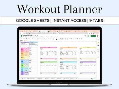 Workout Planner | Fitness Planner Journal | Google Sheets Fitness Tracker | Fitness Tracker | Digital Workout Plan | Weight Loss Spreadsheet undatedplanner #plannerminimalist #freedailyplannerprintable Workout Spreadsheet, Workout Log Printable, Yearly Tracker, 21 Day Fix Workouts, Weekly Fitness Planner, Fitness Planner Free, Fitness Tracker Printable, Planner Fitness, Tracker Fitness