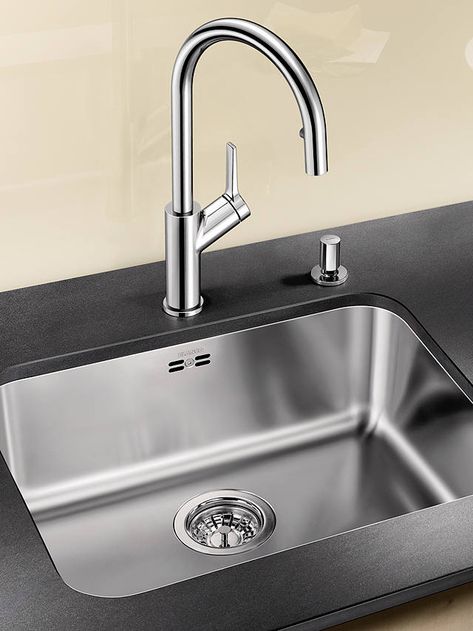 Blanco Supra 500-U Single Bowl Undermounted Kitchen Sink, Stainless Steel at John Lewis & Partners Blanco Kitchen Sinks, Blanco Sink, Single Sink Kitchen, Deep Sink, Kitchen Sink Stainless Steel, Stainless Sink, Steel Kitchen Sink, Single Bowl Kitchen Sink, Sink Design