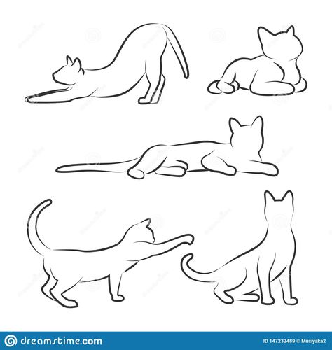 Different Poses Sketch, Poses Sketch, Cat Outline Tattoo, Skull Tattoo Flowers, Cat Poses, Cat Tattoo Simple, Our Mindful Life, Cat Outline, Bug Tattoo