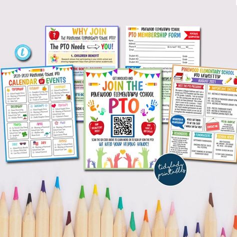 EDITABLE PTO Bundle, Information Meeting Flyer, Why Join the Pto, Pto Yearly Calendar, Pto Recruitment Flyer, PTA Newsletter Handout Meeting - Etsy Pto Forms, Pto Membership, Pta Newsletter, Recruitment Flyer, Pto Meeting, School Fundraising Events, Pto Ideas, School Pto, Printable School