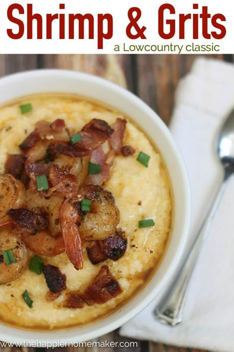 What Goes With Shrimp, Shrimp Grits Recipe, Bacon Shrimp, Shrimp N Grits Recipe, Classic Southern Recipes, Charleston Style, Grits Recipe, Shrimp Grits, Shrimp And Grits