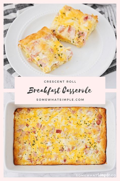 Quiche Recipes Croissant Crust, Crescent Egg Bake, Quiche With Crescent Roll Crust, Egg Bake Crescent Rolls, Egg Crescent Roll Casserole, Ham And Egg Crescent Bake, Crossiant Breakfast Bake, Crescent Roll Egg Bake, Ham Croissant Breakfast Casserole