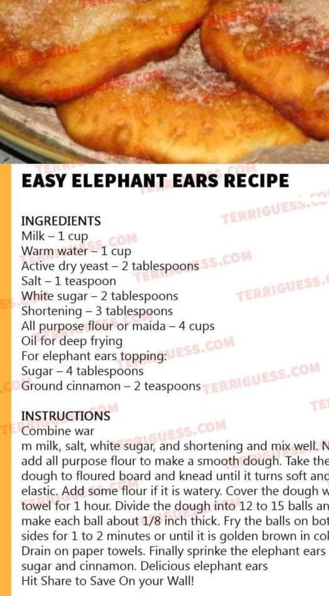 Elephant Ear Dough Recipe, Disney Main Street Cinnamon Rolls Recipe, Fruity Treats, Homemade Donuts Recipe, Beef Jerky Recipes, Jerky Recipes, Homemade Bread Recipes Easy, Handwritten Recipes, Homemade Donuts