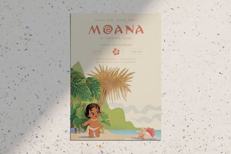 Modern Moana, Happy Birthday Simple, Moana Invitation, Moana Birthday Invitation, Moana Birthday Party, Girl Birthday Party Invitations, Moana Birthday, Classic Girl, Second Birthday