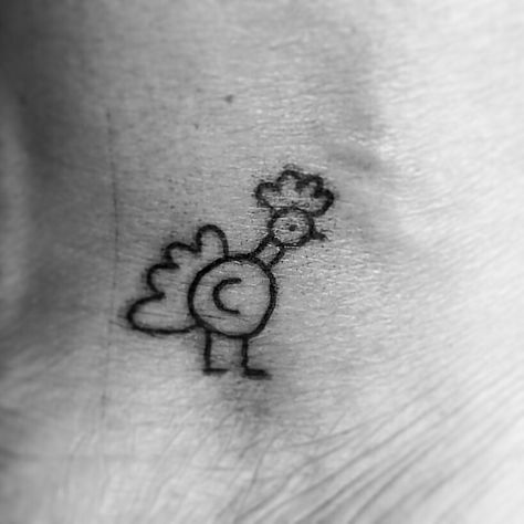 Small Rooster Tattoo Ideas, Small Turkey Tattoo, Rooster Tattoo Simple, Cute Rooster Tattoo, Rubber Chicken Tattoo, Tiny Rooster Tattoo, Small Chicken Tattoo Simple, Tiny Chicken Tattoo, Chicken Feet Tattoo