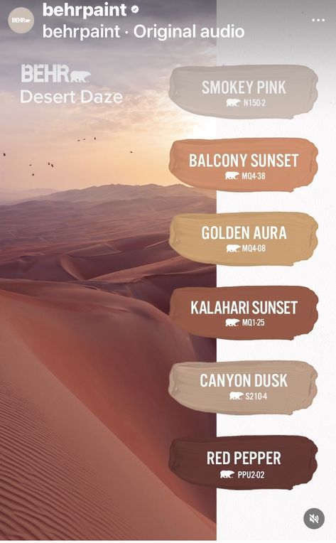 Behr Desert Colors, Desert Theme Paint Colors, Behr Canyon Dusk Painting, Western Living Room Color Scheme, Kalahari Sunset Behr, Southwest Desert Color Palette, Behr Sand Paint Colors, Desert Home Paint Colors, Desert Bedroom Colors