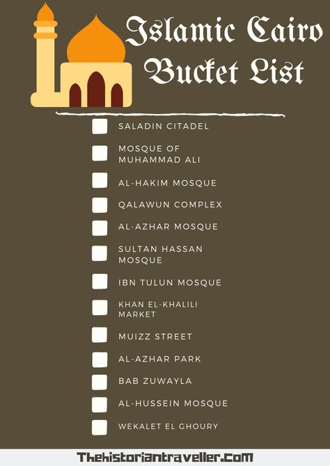 Use this essential bucket list to plan your trip to Islamic Cairo! #cairo #bucketlist #egypt Egypt Bucket List, India Bucket List, Egypt Trip, Egypt Resorts, Greece Food, Travel Egypt, Egypt Culture, Visit Egypt, Quotes Pictures