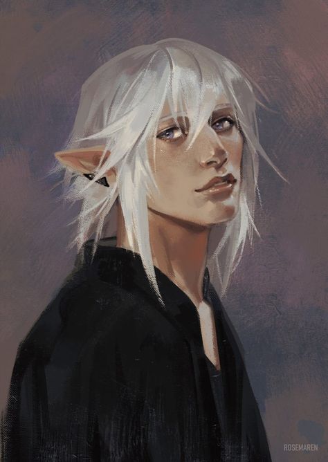 White Haired Elf, Elf Hair, Male Elf, Half Elf, Elf Characters, Ear Art, My Fantasy World, Art Corner, Fantasy Races