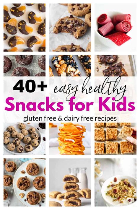 These easy healthy snacks for kids make snack time easier. These easy to make healthy snacks are great healthy snacks for kids on the go and make great healthy snacks for school. All of these healthy homemade snacks are gluten free, and almost all are dairy free. School snacks for kids can be both healthy and taste great. Feel good about what your kid eats with these easy healthy homemade snacks for kids. #easyhealthysnacks #healthysnacksforkids #healthyschoolsnacks #snackrecipesforkids Homemade Non Perishable Snacks, Homemade Kid Snacks Healthy, Healthy Homemade Snacks For Kids, Dairy Free Snacks For Kids, Homemade Kids Snacks, Kids Snacks Healthy, Homemade Snacks For Kids, Easy Healthy Snacks For Kids, Homemade Toddler Snacks