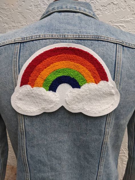 Punk Diy, Kawaii Cloud, Felt Patch, Chenille Patch, Kitty Drawing, Hello Kitty Drawing, Rainbow Cloud, Tiny Star, Moss Stitch