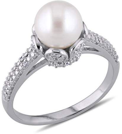 Cultured Pearl Ring, Freshwater Pearl Ring, Pearl And Diamond Ring, Diamond Cocktail Rings, Jewelry Rings Diamond, Pearl Diamond, Sparkle Diamonds, White Ring, Silver Pearls