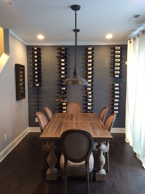 Wine walled dining room Wall Decor For Dining Room, Wine Storage Wall, Decor For Dining Room, Tuscany Home, Wine Wall Decor, Wine Cellar Design, Cellar Design, Condo Decorating, Storage Wall