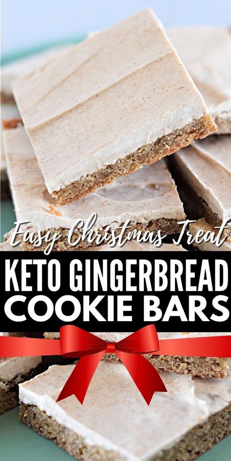 Keto Gingerbread Cookie Bars #ketogingerbreadcookiebars #gingerbreadcookiebars Low Cal Gingerbread Cookies, Low Calorie Gingerbread Cookies, Keto Christmas Cookies Recipes, Keto Gingerbread Cookies, Sugar Free Low Carb Desserts, Icing For Gingerbread Cookies, Christmas Food Recipes, Easy Christmas Treat, Keto Gingerbread