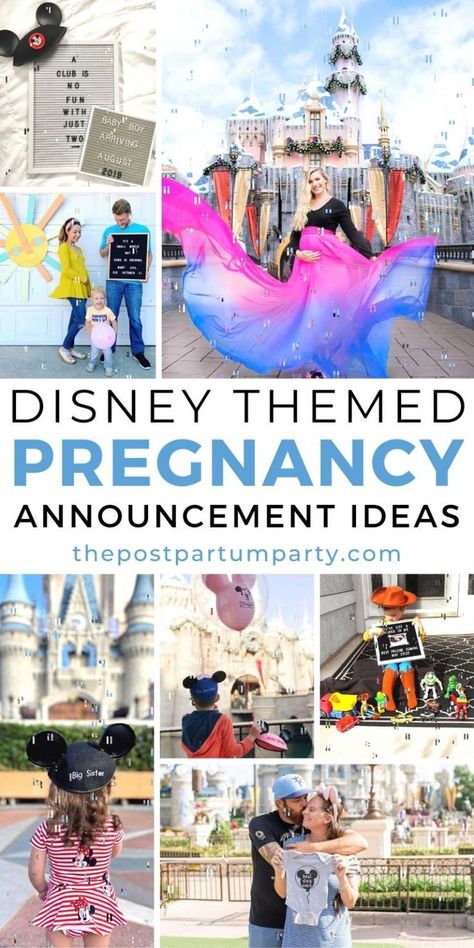 Are you a Disney fanatic? Announce the newest set of ears joining your family with these magical Disney pregnancy announcements, inspired by everyone's favorite mouse and the happiest place on earth! We have ideas for cute pictures with characters, the new parents wearing Disney themed shirts to make the announcement, and even ideas with siblings in on the fun! Disney Gender Reveal Pictures, Gender Reveals At Disney, Disney Twin Announcement, Disney Gender Announcement, Disney Big Brother Announcement, Disney Sibling Announcement, 3rd Grandchild Announcement, Big Sister Disney Announcement, Disney Theme Photoshoot