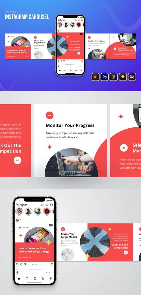 Strategy Instagram Carousel Post Templates AI, EPS, PSD, XD, FIG, SKETCH Carousel Posts Instagram, Corporate Carousel Post Design, Linkedin Carousel Ads, Ig Post Template Design, Linkedin Carousel Design Ideas, Linkedin Carousel Post Design, Insta Carousel Ideas, Instagram Carasoul, Instagram Carasoul Design