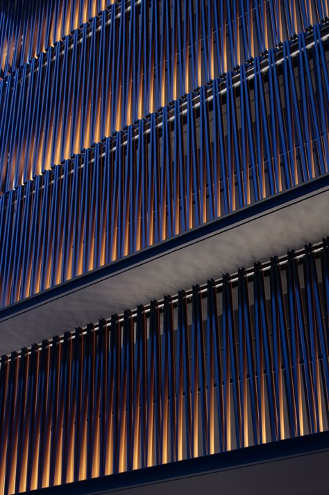 Gallery of Hotel Ninja Black / EASTERN Design Office - 19 Louver Facade Design, Louvre Design Facade, Facade Lighting Design, Building Facade Lighting Design, Residential Facade Lighting, Facade Lighting Architecture, Louvers Facade Detail, Mall Facade, Hotel Facade