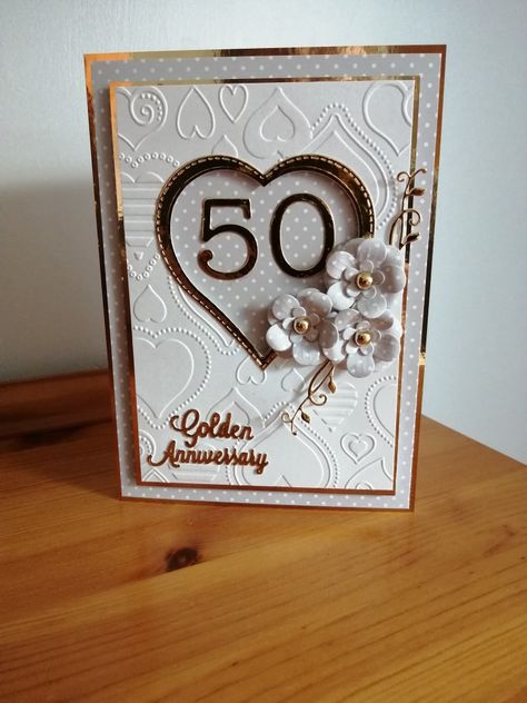 50th Wedding Anniversary Cards Handmade, Happy Wedding Anniversary Cards, Golden Wedding Anniversary Card, 50th Anniversary Cards, 50th Wedding Anniversary Party, Anniversary Cards Handmade, Beautiful Birthday Cards, Happy Anniversary Cards, 1st Birthday Cards