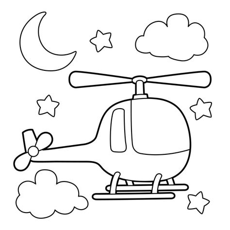 Helicopter Drawing Easy, Helicopter Drawing, Ornament Coloring, Airplane Coloring Pages, Airplane Activities, Kids Colouring, Rainbow Mobile, Free Kids Coloring Pages, Preschool Coloring Pages