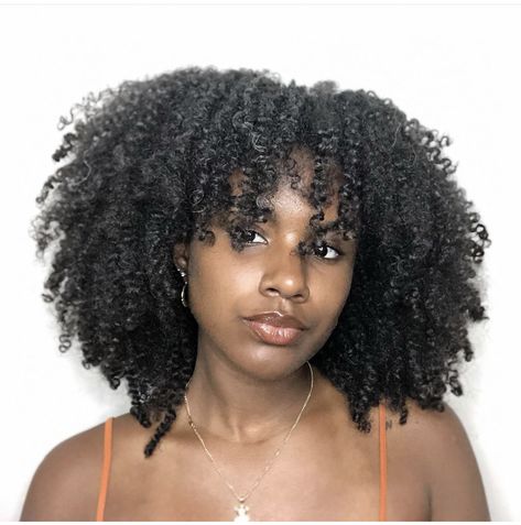 4c Layered Hair, Crochet Afro With Bangs, Coily Bangs, 4c Hair With Bangs, 4b Haircut, Wolf Cut Curly Hair Black Women, Natural Hair Layers, Curly Afro With Bangs, Layered Afro