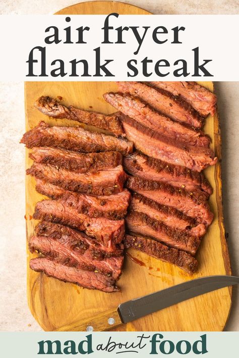 This Air Fryer Flank Steak recipe is the easiest way to make a juicy flank steak in less than 30 minutes. Use a dry rub to flavor the steak and then cook it quickly in an air fryer. Beef Flank Steak Recipes Air Fryer, Flank Steak Air Fryer Recipes, Air Fryer Flank Steak Recipes, Flank Steak Air Fryer, Air Fryer Flank Steak, Dry Rub For Steak, Flap Steak, Healthy Steak, Beef Flank Steak