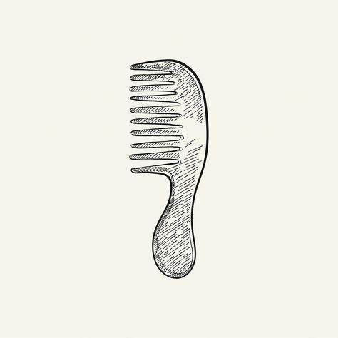 Vintage illustration of a comb | free image by rawpixel.com / Niwat Hair Line Drawing, Comb Illustration, Comb Drawing, Object Sketches, Comb Tattoo, Cradle Cap Remedies, Baby Hair Brush, Optical Illusion Drawing, Wood Craft Patterns