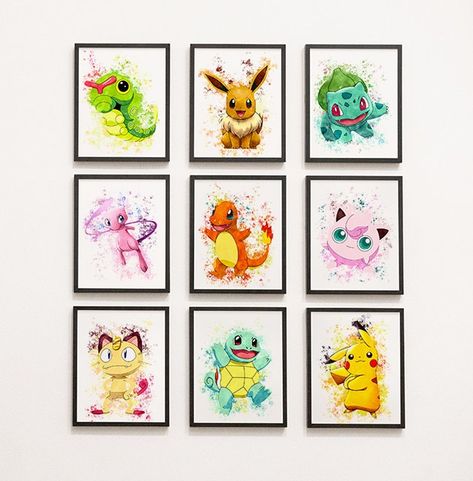 Pokemon Wall Prints Pokemon A4 Bedroom Wall Art Pics Pokemon - Etsy UK Pokemon Room Decor Ideas, Pokemon Room Paint Ideas, Pokémon Bedroom Ideas, Girls Pokemon Bedroom, Rainbow Pokemon, Pokemon Bedroom Ideas, Pokémon Wall Art, Pastel Pokemon, Blue Wall Decor Living Room