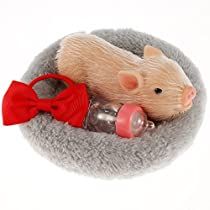 Full Silicone Body Animals Pig,with Pig Bowknot Nursing Bottle and Sleeping Pad ,5 Inch Black Spot A Tea Cup Pig,Cute Realistic Piglet Mini Baby Piggy Doll Soft Body,The Best Gift for Children Mini Piglets, Baby Piggy, Pig Doll, Hello Kitty Gifts, Teacup Pigs, Valentine Gifts For Kids, Cute Piggies, Pet Pigs, Baby Pigs