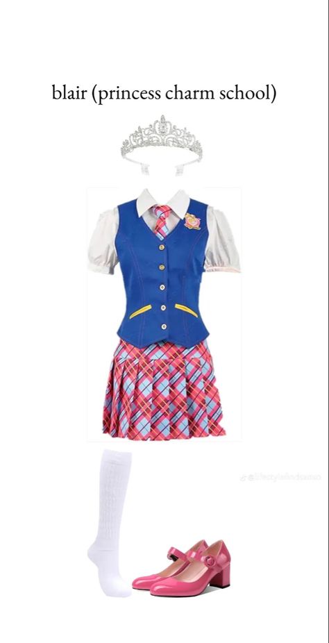 Trending Halloween Costumes 2023, Princess Charm School Costume, Barbie Princess Charm School Inspired Outfits, Schoolgirloutfit Halloween, Barbie Princess Charm School Costume, Blair Barbie Princess Charm School, Princess Charm School Uniform, Princess Charm School Tiara, Barbie Cosplay