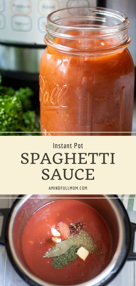 Spaghetti Sauce Instant Pot, Instant Pot Tomato Sauce, Instant Pot Spaghetti Sauce, Easy Instant Pot Spaghetti, Instant Pot Spaghetti, Spaghetti Sauce Recipe, Homemade Spaghetti Sauce, Fresh Tomato Sauce, Homemade Spaghetti