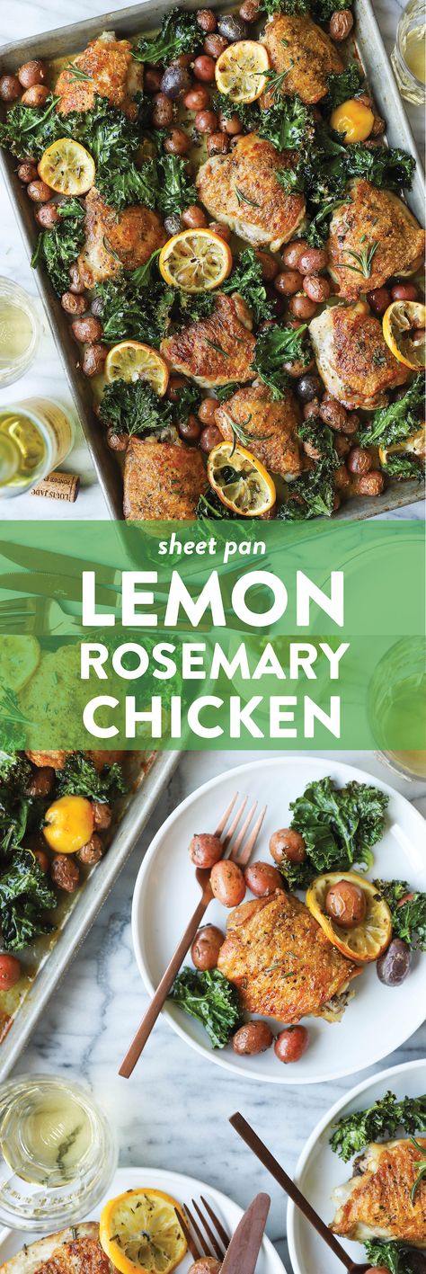 Sheet Pan Lemon Rosemary Chicken - Damn Delicious Damn Delicious Recipes, Lemon Rosemary Chicken, Sheet Pan Dinners Chicken, Sheet Pan Suppers, Lemon Rosemary, Rosemary Chicken, Baby Potatoes, Sheet Pan Dinners, Sheet Pan Recipes