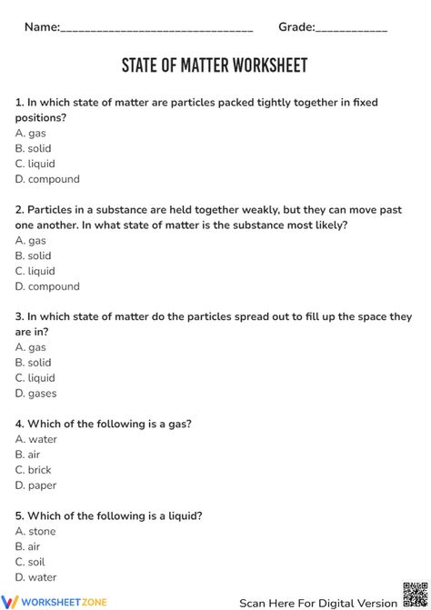 Complete this worksheet to review all you know about states of matter. Check it now! #science #solid #liquid #gas #solidliquidgas #statesofmatter #kidsactivities #test #quiz #freeprintable #worksheet #pdf #scienceforkids #scienceworksheets #exercises #answerquestions #multiplechoices #fillintheblanks Science Matter Worksheets, Matter Worksheets 2nd Grade, States Of Matter Worksheet Grade 4, State Of Matter Worksheet, 4th Grade Science Worksheets, States Of Matter Activities, Changing States Of Matter, Classification Of Matter, Matter Experiments