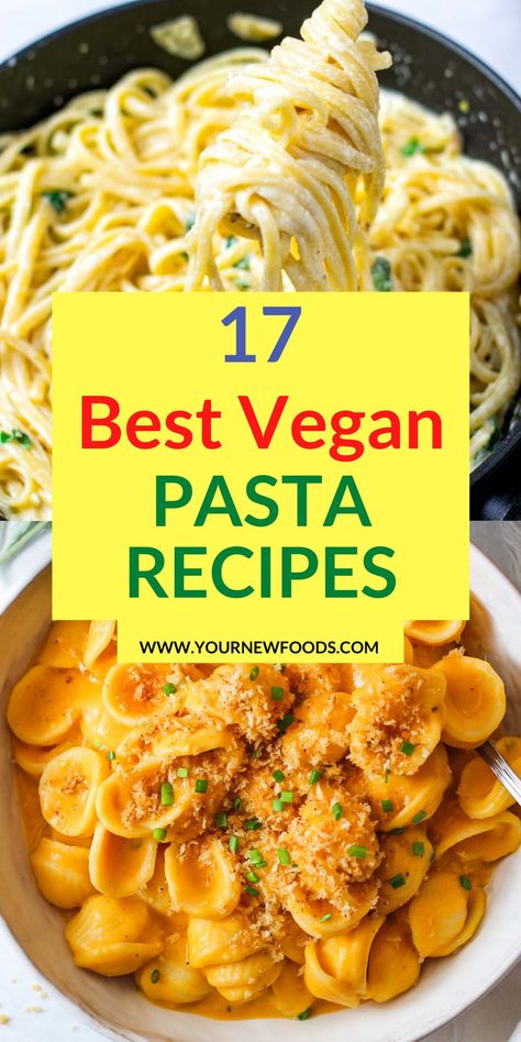 Your New Foods, 17 Best Vegan Recipes With Pasta. Find inspiration for your next meal with these stunning Vegan food recipes. Vegan Cold Pasta Recipes, Pasta Dishes No Cheese, Best Vegan Pasta Recipes, Spaghetti Recipes Vegan, Creamy Pasta Recipes Vegetarian, Vegan Pasta Meals, Lactose Free Pasta Recipes, Vegan Pasta Sauce Recipes, Cold Pasta Recipes