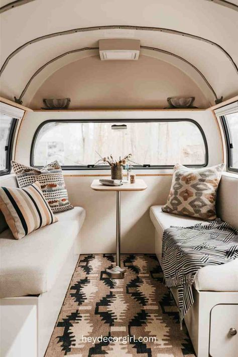 45 Small Camper Decor Ideas (Modern Interior) - Hey Decor Girl [Latest Trending Decor Design Ideas] Diy Camper Makeover, Small Camper Makeover, Camper Decor Ideas, Travel Trailer Interior, Small Camper, Camping Van, Trailer Interior, Diy Camper Remodel, Small Campers