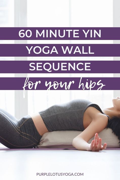 This 60 minute yin yoga class at the wall is perfect if you sit all day. Open your hips and stretch your low back all while relaxing deeply. Wall Yin Yoga, Yoga On The Wall, Wall Yin Yoga Sequence, Inner Thigh Stretches, Yin Poses, Restorative Yoga Sequence, Yin Yoga Class, Yin Yoga Sequence, Wall Yoga