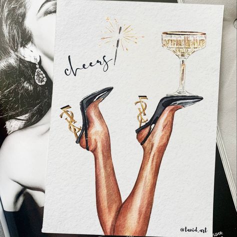 Yves Saint Laurent (YSL) shoes illustration watercolor postcard fashion sketch champange Ysl Painting, Ysl Heels Drawing, Ysl Drawing, Heels Drawing Sketches, Ysl Sketches, Fashion Illustration Shoes, Arch Ideas, Fashion Illustration Tutorial, Illustration Tutorial