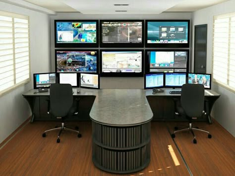 Security Room, Tech Room, Trading Desk, Modern Home Offices, Computer Gaming Room, Computer Desk Setup, Video Game Room Design, Video Game Rooms, Dekorasi Kamar Tidur