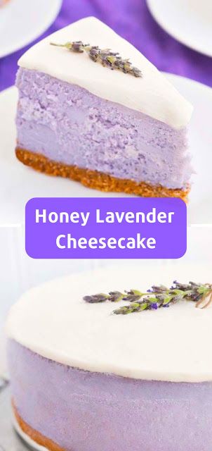 Honey Lavender Cheesecake #cheesecake #desserts #dessertrecipes Honey Lavender Cheesecake, Lavender Cheesecake Recipe, Fun Cheesecake, Honeycomb Cheesecake, Lavender Cheesecake, Best Cheesecake Recipes, Caramel Cheesecake Bars, Quick Foods, Recipes Cheesecake