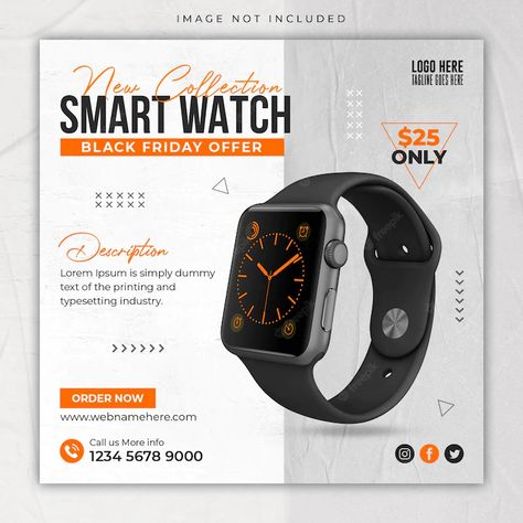 Smart Watch Poster Design, Watch Product Design, Watch Poster Design, Watch Social Media Post, Product Social Media Design, Social Media Product Design, Watch Template, Product Social Media Post, Smart Ads