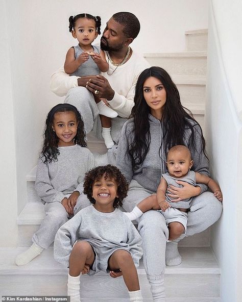 Kanye West Family, Kardashian Christmas Card, Kim Kardashian Family, Kim And Kanye, Jenner Family, Kim Kardashian And Kanye, Kardashian Family, Celebrity Families, Family Christmas Cards