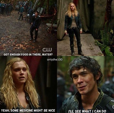 {// Bellarke // The 100 // CW //} Much more cuteness from these two, and I'm going to have to make a board specifically for The 100...just so I can crowd it with Clarke and Bellamy <3 |Bellarke||The 100||CW||Season 1||TV| The 100 Quotes, Sky People, 100 Quotes, The 100 Show, Bob Morley, Eliza Taylor, Fiction And Nonfiction, We Meet Again, The Hundreds