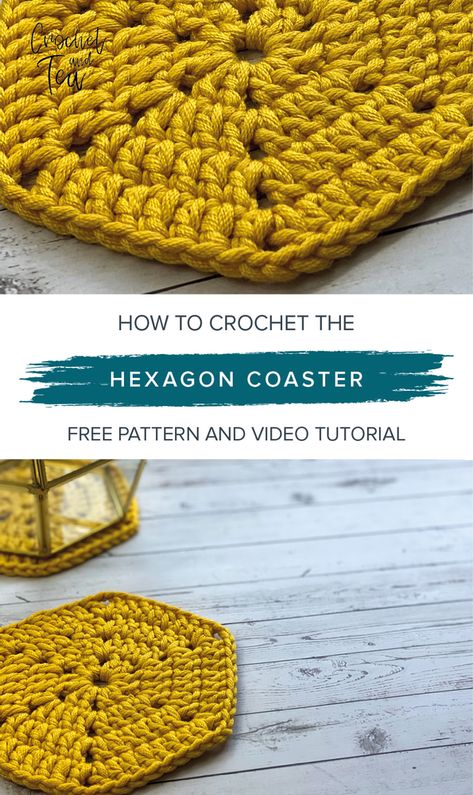 Crochet Hexagon Rug Patterns Free, Crochet Circle Coaster Free Pattern, Crochet Coaster And Holder Free Pattern, Circular Coaster Crochet Pattern, Large Coaster Crochet Pattern, Crochet Round Coasters Free Pattern, Chunky Crochet Coaster, Diy Coasters Crochet, Easy Coaster Crochet Pattern Free